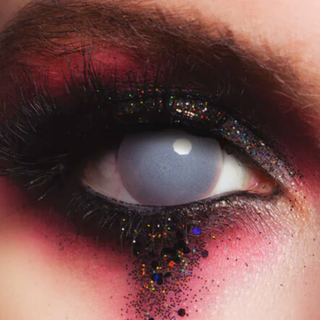 Grey Blind Halloween Contact Lenses showcasing a glazed-over eye effect, ideal for spooky costumes and Halloween celebrations.