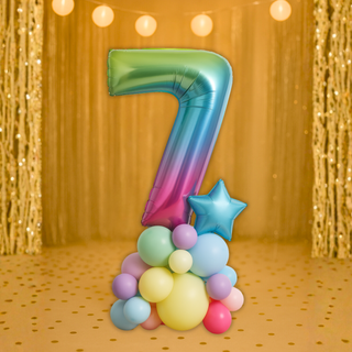 Rainbow Number Balloon Stack | 1.5m to 2m | 0 to 9