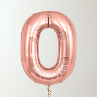 Rose Gold Foil Number Balloons (34” Helium-Filled) 0 The Party Hut | Balloons, Fancy Dress & Party Supplies Cheltenham