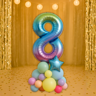 Rainbow Number Balloon Stack | 1.5m to 2m | 0 to 9