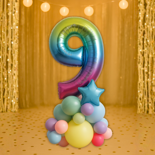 Rainbow Number Balloon Stack | 1.5m to 2m | 0 to 9