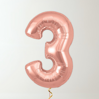 Rose Gold Foil Number Balloons (34” Helium-Filled) 3 The Party Hut | Balloons, Fancy Dress & Party Supplies Cheltenham