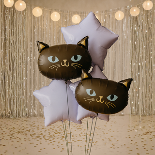 black cat & star balloon bouquet LILAC colour option