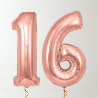 Rose Gold Foil Number Balloons (34” Helium-Filled) 16 The Party Hut | Balloons, Fancy Dress & Party Supplies Cheltenham