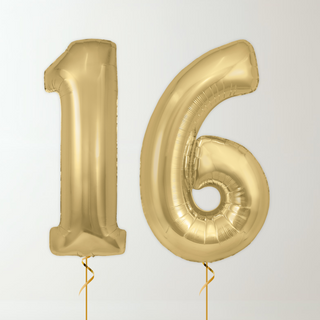 Silk Gold Foil Number Balloons (34” Helium-Filled) 16 The Party Hut | Balloons, Fancy Dress & Party Supplies Cheltenham
