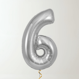 Silver Foil Number Balloons (34” Helium-Filled) 6 The Party Hut | Balloons, Fancy Dress & Party Supplies Cheltenham