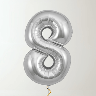 Silver Foil Number Balloons (34” Helium-Filled) 8 The Party Hut | Balloons, Fancy Dress & Party Supplies Cheltenham