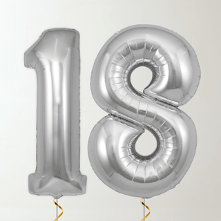 Silver Foil Number Balloons (34” Helium-Filled) 18 The Party Hut | Balloons, Fancy Dress & Party Supplies Cheltenham