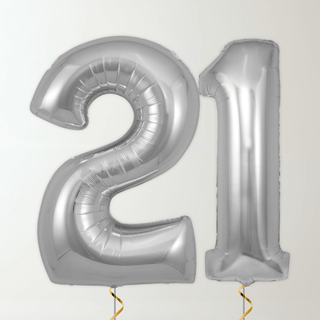 Silver Foil Number Balloons (34” Helium-Filled) 21 The Party Hut | Balloons, Fancy Dress & Party Supplies Cheltenham