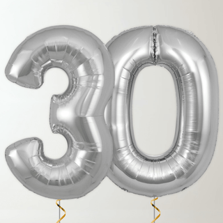 Silver Foil Number Balloons (34” Helium-Filled) 30 The Party Hut | Balloons, Fancy Dress & Party Supplies Cheltenham