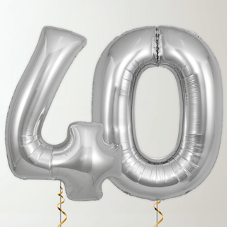 Silver Foil Number Balloons (34” Helium-Filled) 40 The Party Hut | Balloons, Fancy Dress & Party Supplies Cheltenham