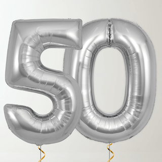Silver Foil Number Balloons (34” Helium-Filled) 50 The Party Hut | Balloons, Fancy Dress & Party Supplies Cheltenham