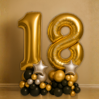 Gold Double Number Balloon Stacks product image – gold 18 balloon stack