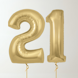 Silk Gold Foil Number Balloons (34” Helium-Filled) 21 The Party Hut | Balloons, Fancy Dress & Party Supplies Cheltenham