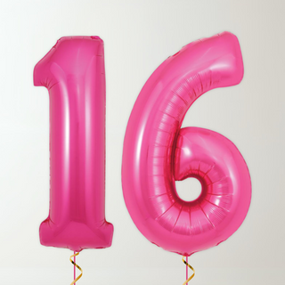 Magenta Pink Foil Number Balloons (34” Helium-Filled) 16 The Party Hut | Balloons, Fancy Dress & Party Supplies Cheltenham