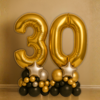 Gold Double Number Balloon Stacks product image – gold 30 balloon stack