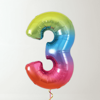 Rainbow Foil Number Balloons (34” Helium-Filled) 3 The Party Hut | Balloons, Fancy Dress & Party Supplies Cheltenham