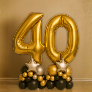 Gold Double Number Balloon Stacks product image – gold 40 balloon stack