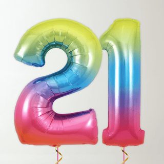 Rainbow Foil Number Balloons (34” Helium-Filled) 21 The Party Hut | Balloons, Fancy Dress & Party Supplies Cheltenham