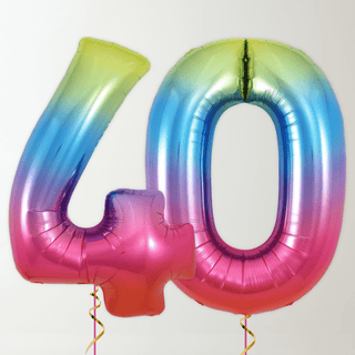 Rainbow Foil Number Balloons (34” Helium-Filled) 40 The Party Hut | Balloons, Fancy Dress & Party Supplies Cheltenham