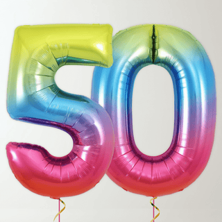 Rainbow Foil Number Balloons (34” Helium-Filled) 50 The Party Hut | Balloons, Fancy Dress & Party Supplies Cheltenham