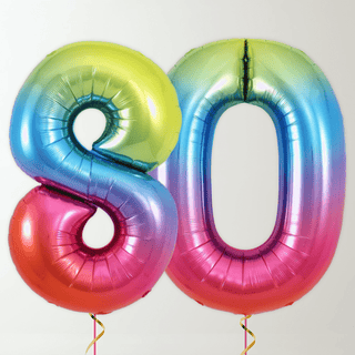 Rainbow Foil Number Balloons (34” Helium-Filled) 80 The Party Hut | Balloons, Fancy Dress & Party Supplies Cheltenham
