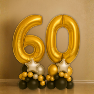 Gold Double Number Balloon Stacks product image – gold 60 balloon stack