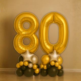 Gold Double Number Balloon Stacks product image – gold 80 balloon stack