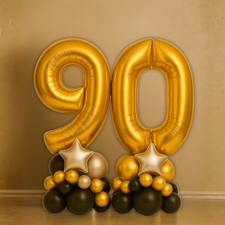 Gold Double Number Balloon Stacks product image – gold 90 balloon stack