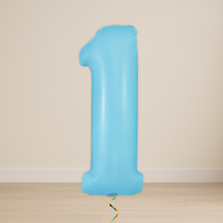 Pastel Blue Number Balloons | Foil, 34"