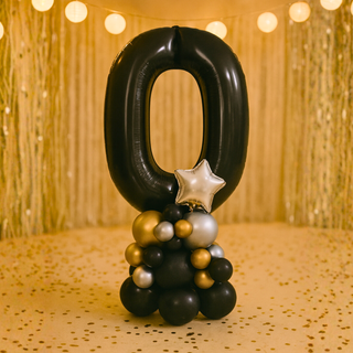 Stylish Premium Black Number Stack Balloon Display – Number 0