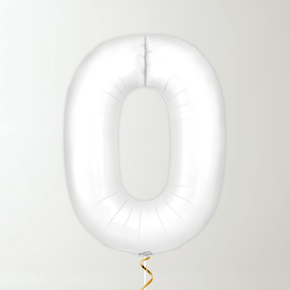 White Foil Number Balloons (34” Helium-Filled) 0 The Party Hut | Balloons, Fancy Dress & Party Supplies Cheltenham