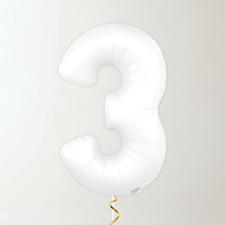 White Foil Number Balloons (34” Helium-Filled) 3 The Party Hut | Balloons, Fancy Dress & Party Supplies Cheltenham