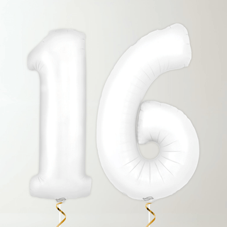 White Foil Number Balloons (34” Helium-Filled) 16 The Party Hut | Balloons, Fancy Dress & Party Supplies Cheltenham