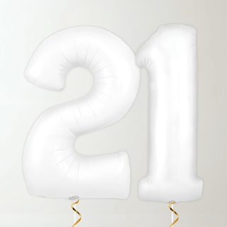 White Foil Number Balloons (34” Helium-Filled) 21 The Party Hut | Balloons, Fancy Dress & Party Supplies Cheltenham
