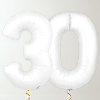 White Foil Number Balloons (34” Helium-Filled) 30 The Party Hut | Balloons, Fancy Dress & Party Supplies Cheltenham
