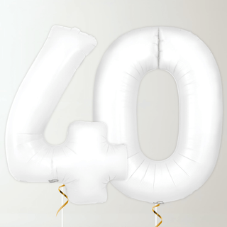 White Foil Number Balloons (34” Helium-Filled) 40 The Party Hut | Balloons, Fancy Dress & Party Supplies Cheltenham
