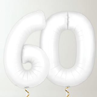 White Foil Number Balloons (34” Helium-Filled) 60 The Party Hut | Balloons, Fancy Dress & Party Supplies Cheltenham