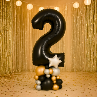 Stylish Premium Black Number Stack Balloon Display – Number 2