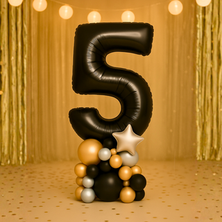 Stylish Premium Black Number Stack Balloon Display – Number 5