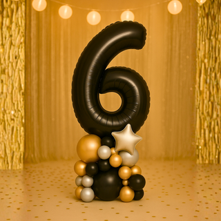 Stylish Premium Black Number Stack Balloon Display – Number 6