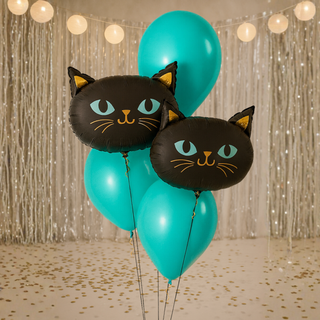 black cat latex balloon bouquet teal colour option