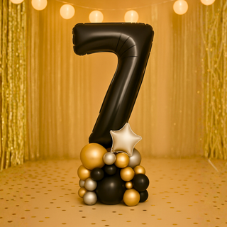 Stylish Premium Black Number Stack Balloon Display – Number 7