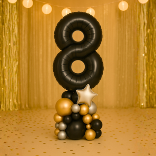 Stylish Premium Black Number Stack Balloon Display – Number 8