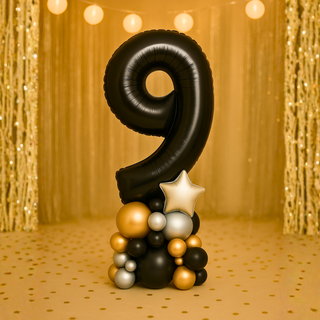Stylish Premium Black Number Stack Balloon Display – Number 9
