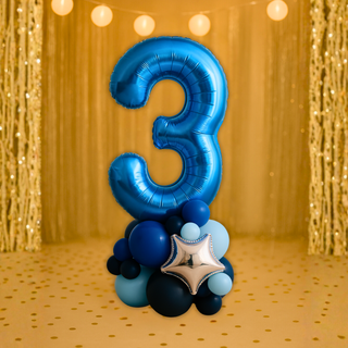 Sapphire Blue Number Stacks Balloon Display – Number 3