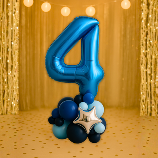 Sapphire Blue Number Stacks Balloon Display – Number 4