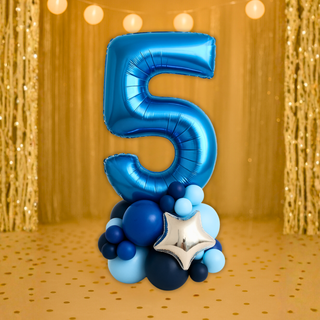Sapphire Blue Number Stacks Balloon Display – Number 5