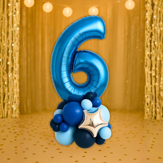 Sapphire Blue Number Stacks Balloon Display – Number 6