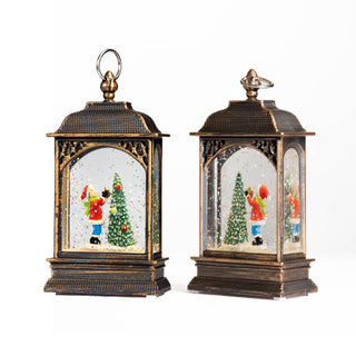 Christmas Snow Globe Tree Ornament – LED Lantern Scene
